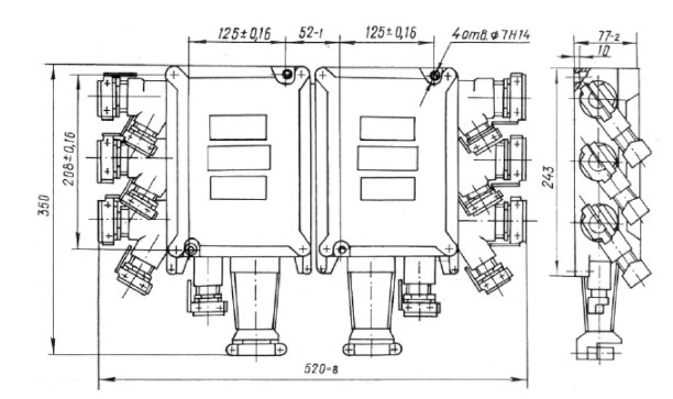 Схема габаритных размеров ящика ЯК-48816223