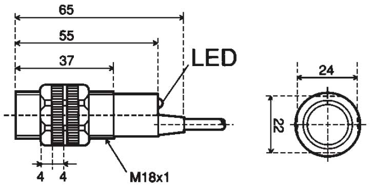 Датчики оптические CX - схема присоединения с проводом